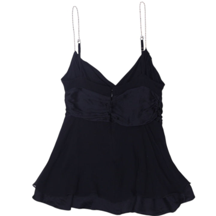 Y2K Ladies Marciano Black Spaghetti Straps Ruffle Flowy Top | Migration_Y2K Tops - Side View | Fashion Rerun