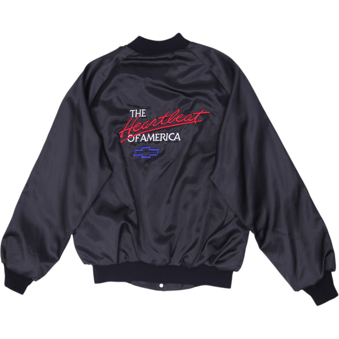 Vintage 80s WestArk Chevrolet Heartbeat of America Satin Bomber Jacket USA M