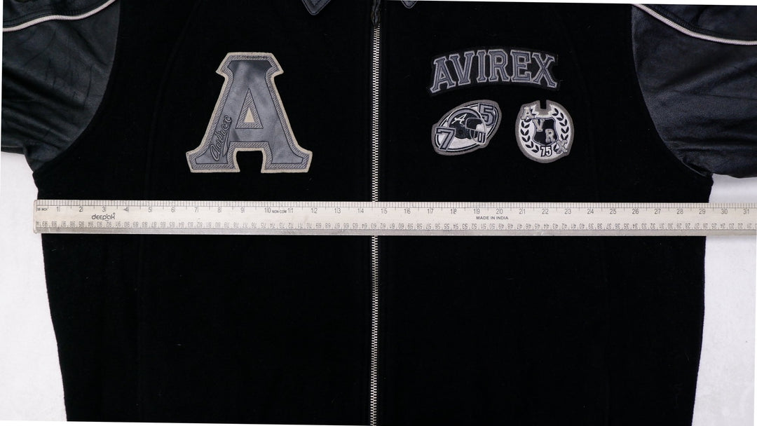 Vintage Mens Avirex Reversible Varsity Jacket Black Leather Patchwork | Migration_Jackets UAENAT20 - View 8 | Fashion Rerun