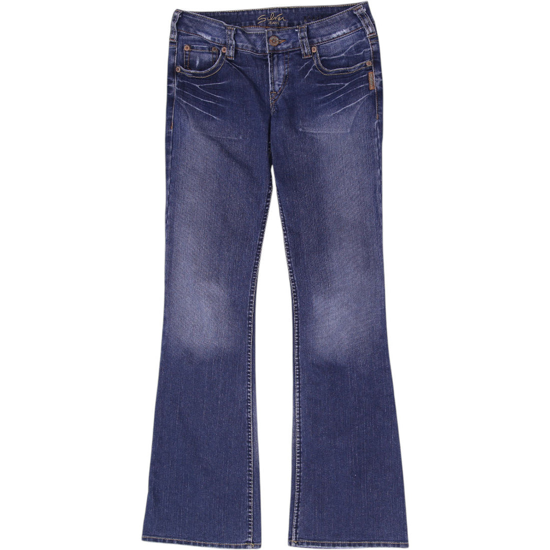 Y2K Ladies Silver Jeans Co Low Rise Flare Jeans Size 30