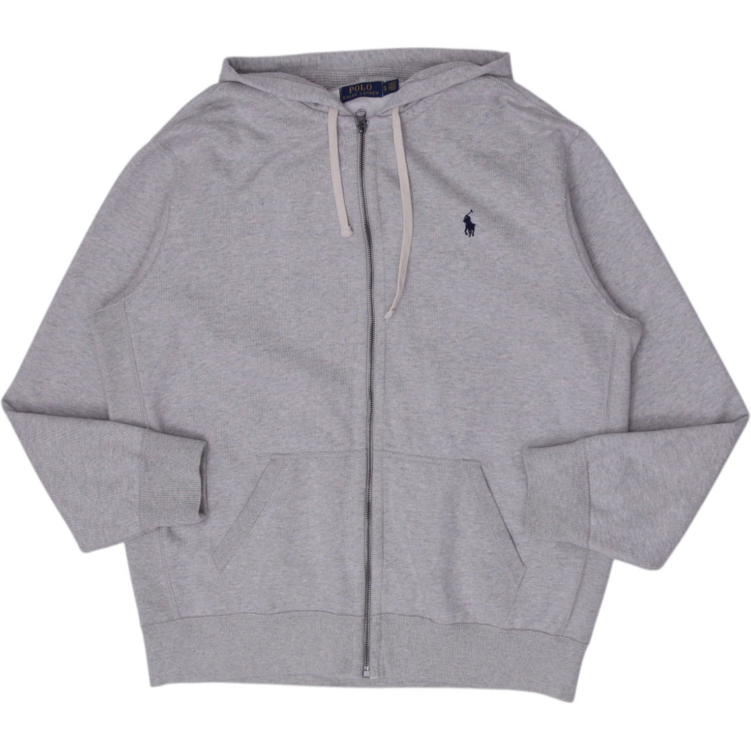 Mens Polo Ralph Lauren Zip Up Gray Pullover Hoodie Size XL