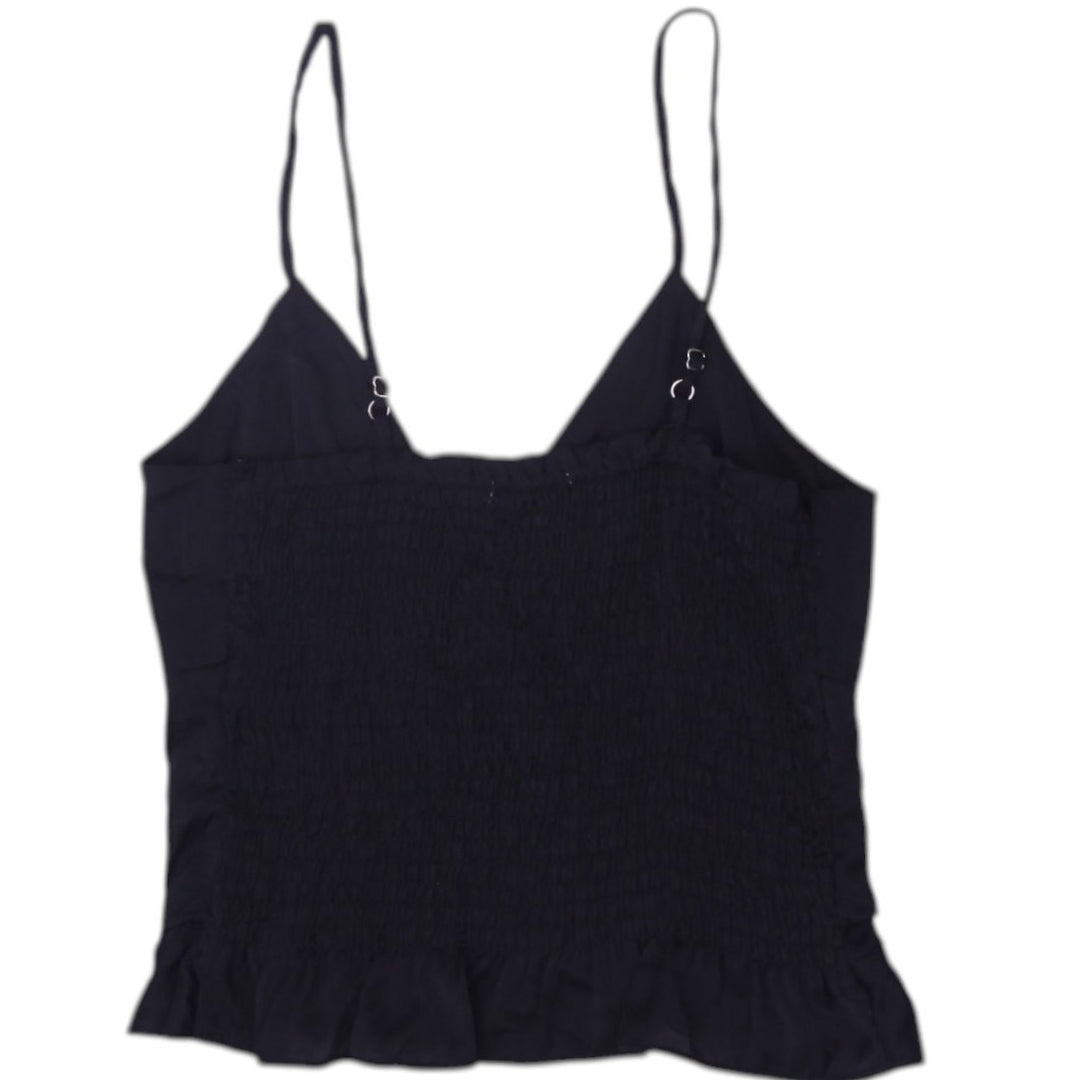 Y2K Ladies Black Camisole Ruched Spaghetti Straps Top Size  XS