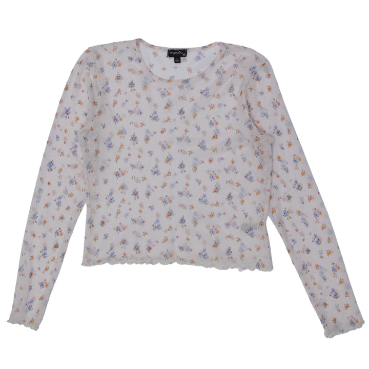 Y2K Mesh Floral Long Sleeve Top - Fashion Rerun Vintage Migration_Tops