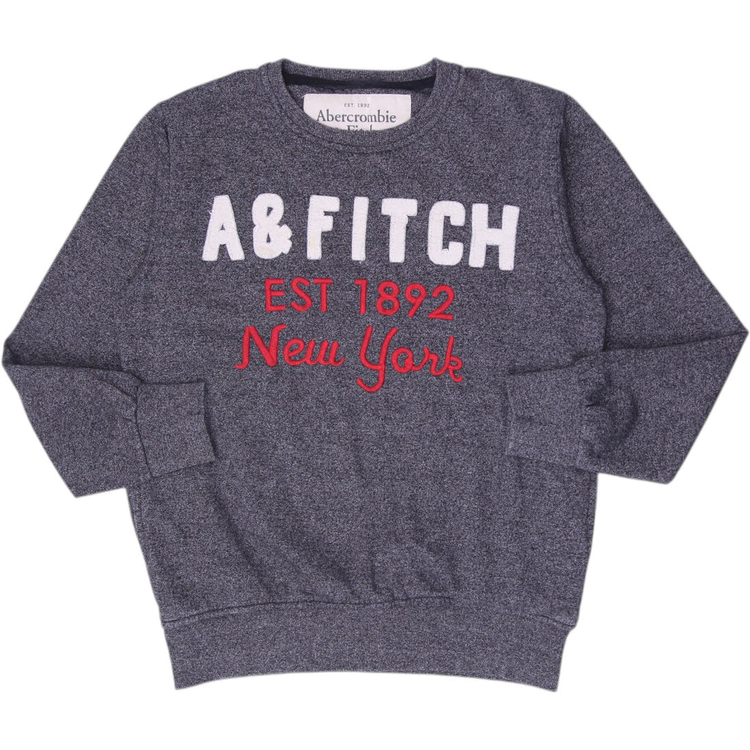 Mens Abercrombie & Fitch Graphic Crewneck Sweatshirt Dark Charcoal Gray Medium