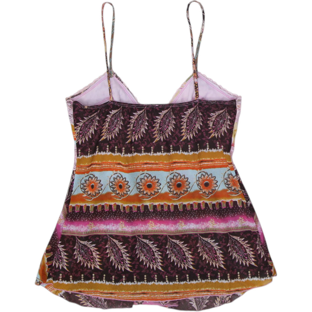 Y2K Ladies Judy Jr Paisley Patchwork Babydoll Cami Top Size M