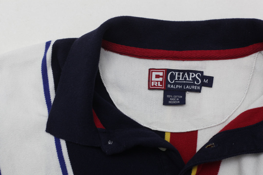 Vintage Chaps Ralph Lauren Stripe Polo T-Shirt Size M - Fashion Rerun Vintage Migration_T-Shirt
