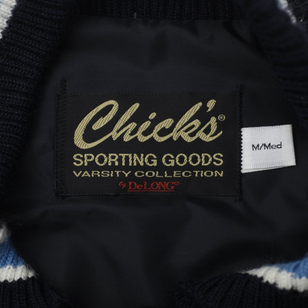 Vintage Chicks Varsity Jacket Navy Cream Embroidered Patches Baseball Size M | Migration_Jackets - Back View | Fashion Rerun