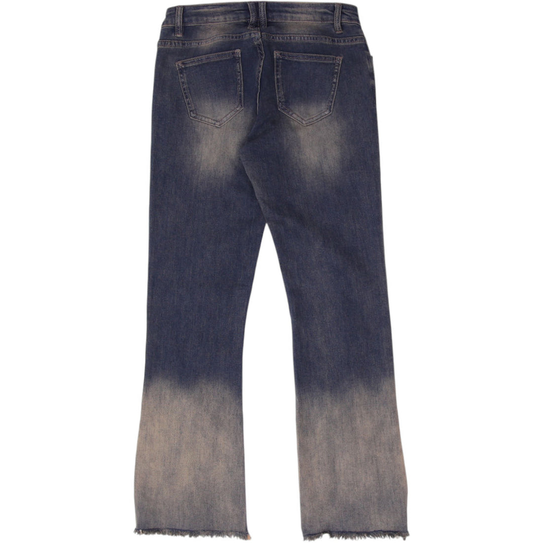 Y2K Ladies A.Z.I Beaded Fringe Flare Jeans Size 2 | Migration_Jeans - Side View | Fashion Rerun