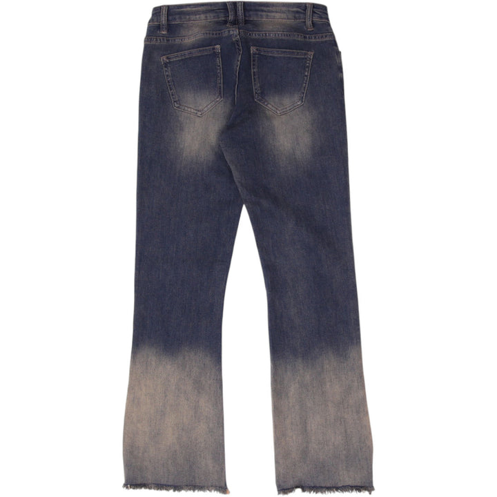 Y2K Ladies A.Z.I Beaded Fringe Flare Jeans Size 2 | Migration_Jeans - Side View | Fashion Rerun