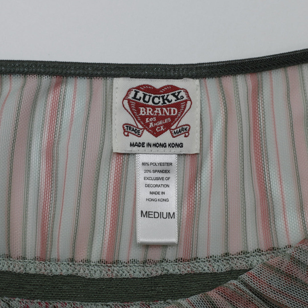 Y2K Ladies Lucky Brand Camisole Floral Mesh Top Size M