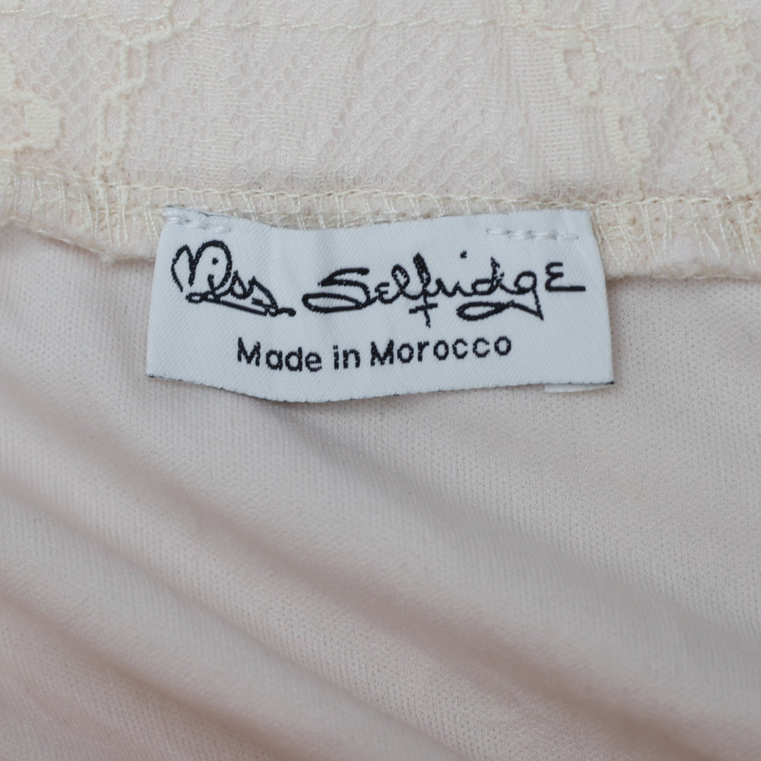 Y2K Ladies Miss Selfridge Cream Lace Maxi Skirt Black Ribbon Bows Coquette US 12