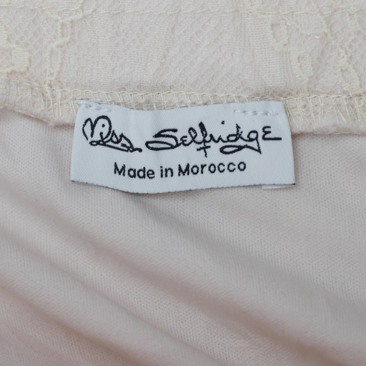 Y2K Ladies Miss Selfridge Cream Lace Maxi Skirt Black Ribbon Bows Coquette US 12