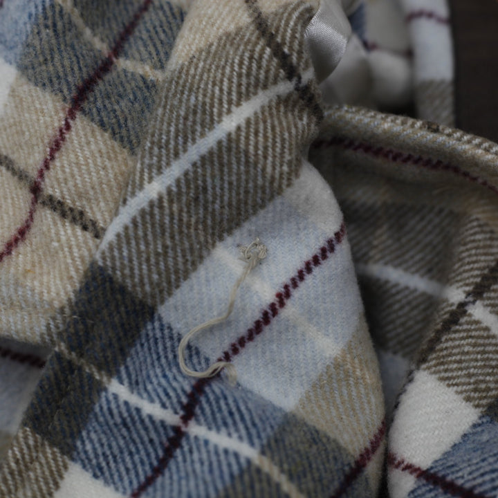Y2K Ladies Dollhouse Plaid Peacoat Jacket Double Breasted Tan Cream Size S