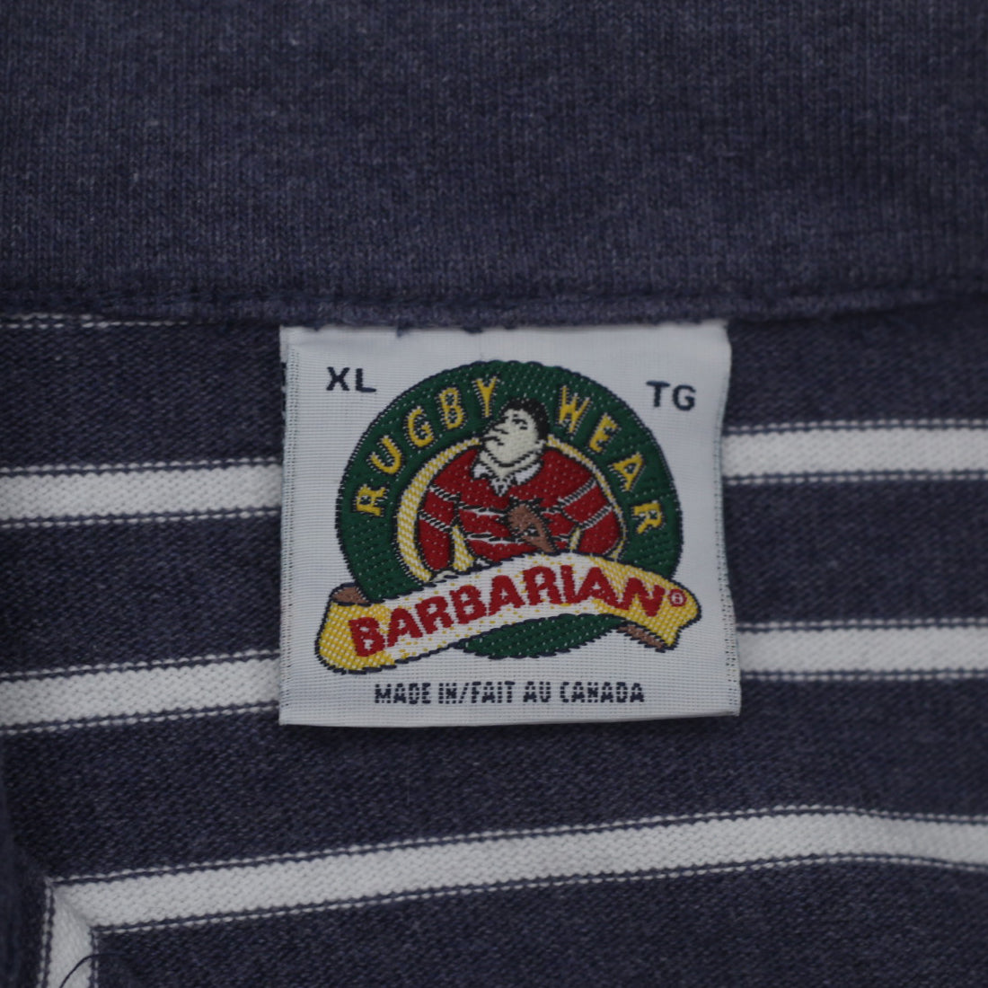 Shop Vintage Barbarian Rugby Wear Quarter Zip Striped Rugby