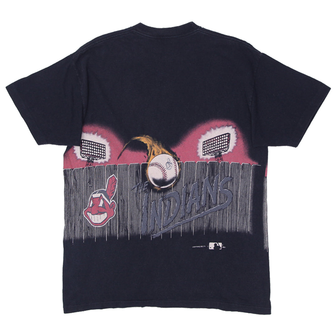Vintage 1994 Cleveland Indians Lightning Bolt T-Shirt, Single Stitch Made in USA - Fashion Rerun Vintage 