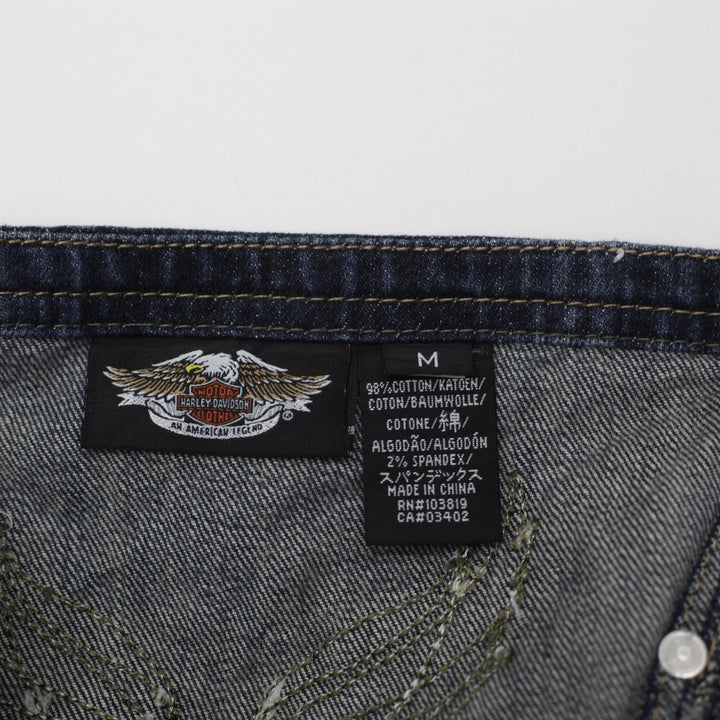 Ladies Harley Davidson Adjustable Straps Denim Corset Top Size M