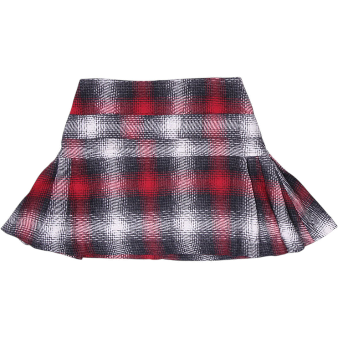 Y2K Ladies Celmoda Red & Black Plaid Pleated Mini Skirt