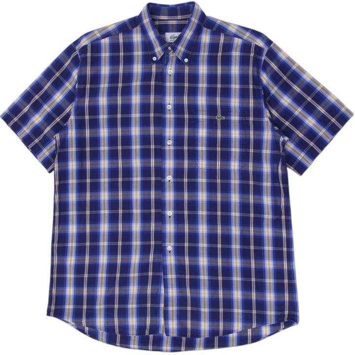 Vintage Mens Lacoste Short Sleeve Shirt Blue Plaid Casual | Migration_Shirt UAENAT20 | Fashion Rerun