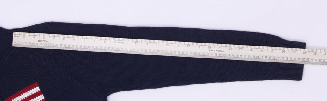 Vintage Ladies Polo Ralph Lauren American Flag Zip Up Hooded Navy Sweater