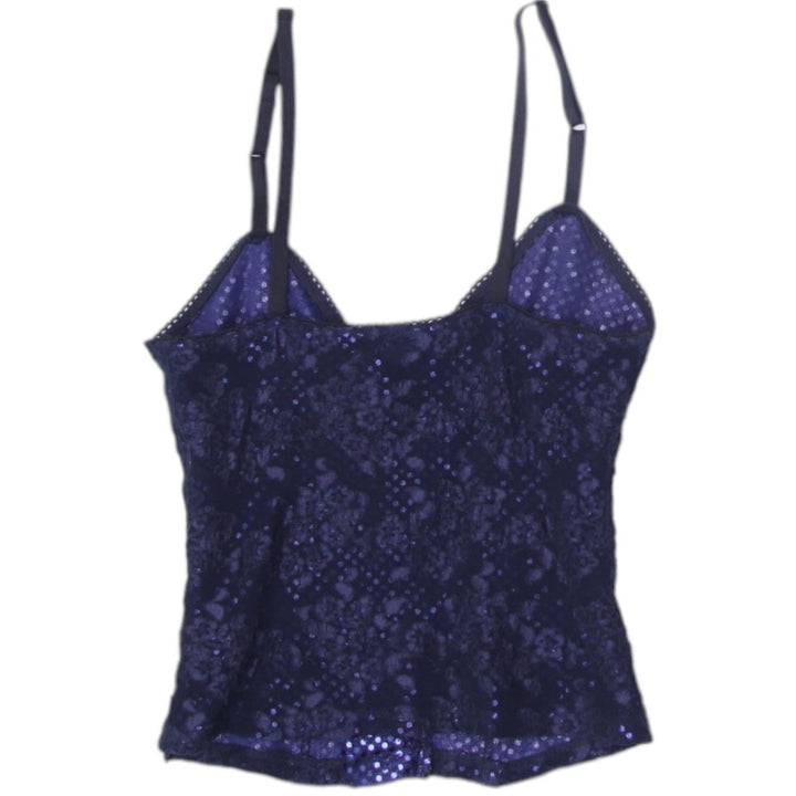 Y2K Ladies Navy Lace V-Neck Strappy Corset Top Size XS