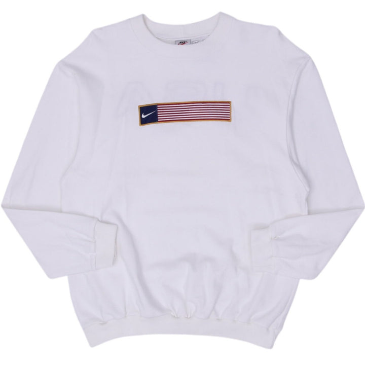 Vintage 90's Nike Team USA Flag Patch Crewneck Sweatshirt White M | Migration_Sweatshirt | Fashion Rerun