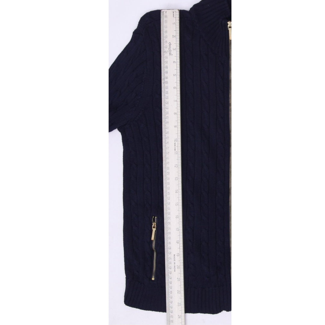 Ladies Lauren Ralph Lauren Full Zip Sweater Navy Cable Knit M