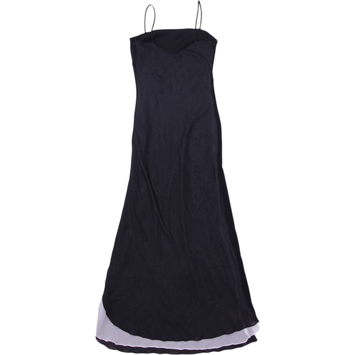 Y2K Ladies Long Black Floral Maxi Dress Mesh Spaghetti Strap