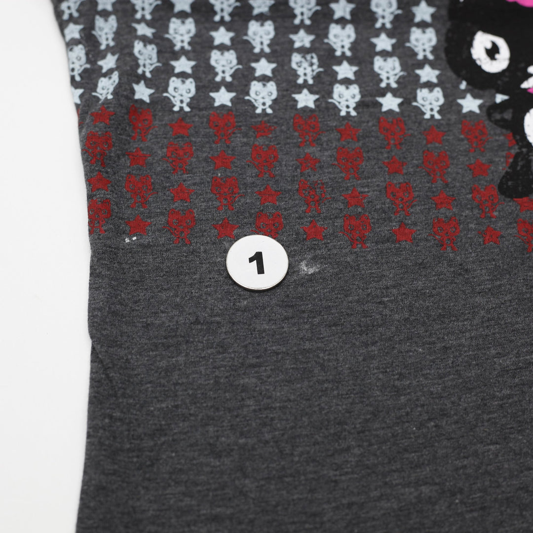 Y2K Ladies Nero The Angry Kitty Graphic Print T-Shirt Size M