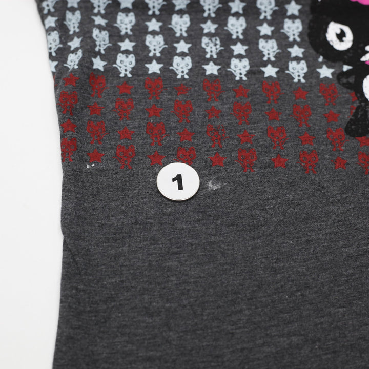 Y2K Ladies Nero The Angry Kitty Graphic Print T-Shirt Size M
