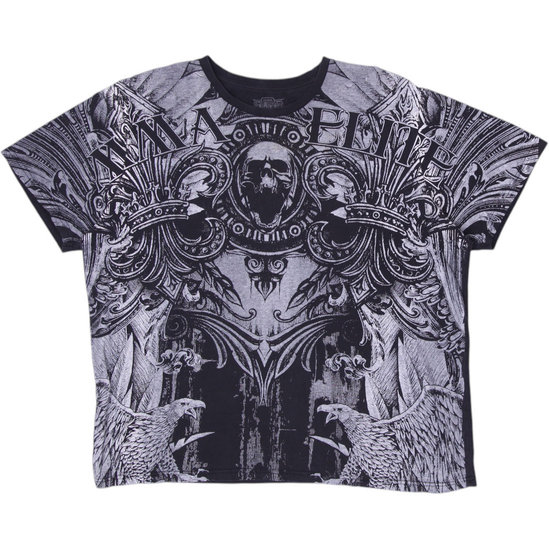 Y2K Mens MMA Elite Graphic Grunge Skull Design T-Shirt Size XL