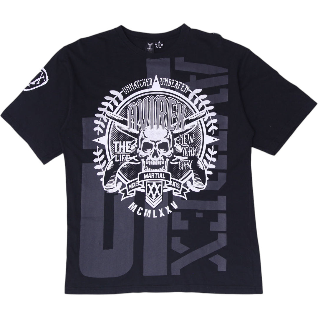Y2K Mens Avirex MMA Skull Graphic Streetwear T-Shirt Size XL