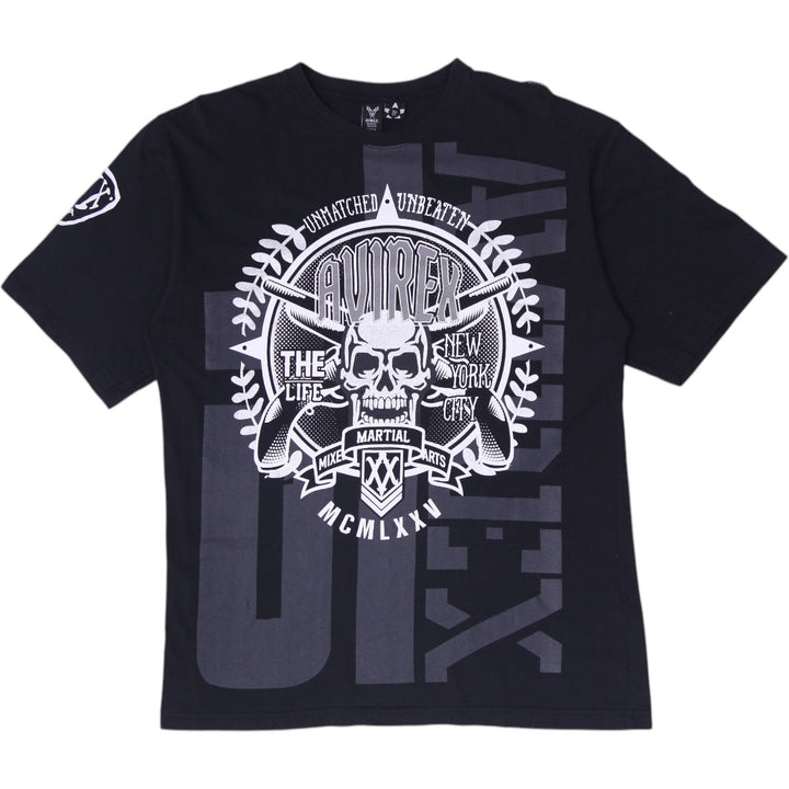 Y2K Mens Avirex MMA Skull Graphic Streetwear T-Shirt Size XL