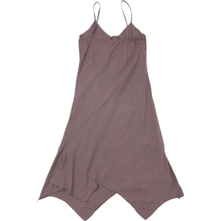 Y2K Ladies Spaghetti Strap Dress Brown Embroidered
