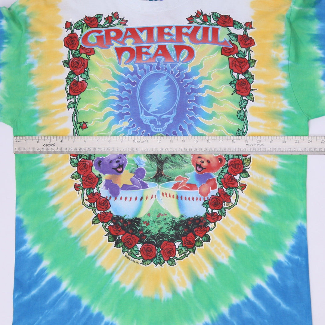 Vintage 90 Grateful Dead Scarlet Fire Tie-Dye Long Sleeve T-Shirt XL Liquid Blue Made In USA