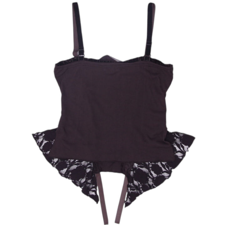 Y2K Ladies Waist Cincher Brown Lace Strappy Top