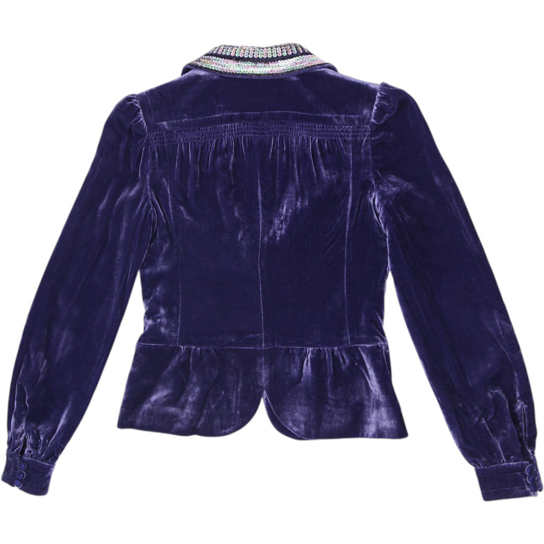 Y2K Ladies Juicy Couture Sequin Collar Silk Velvet Blazer Jacket