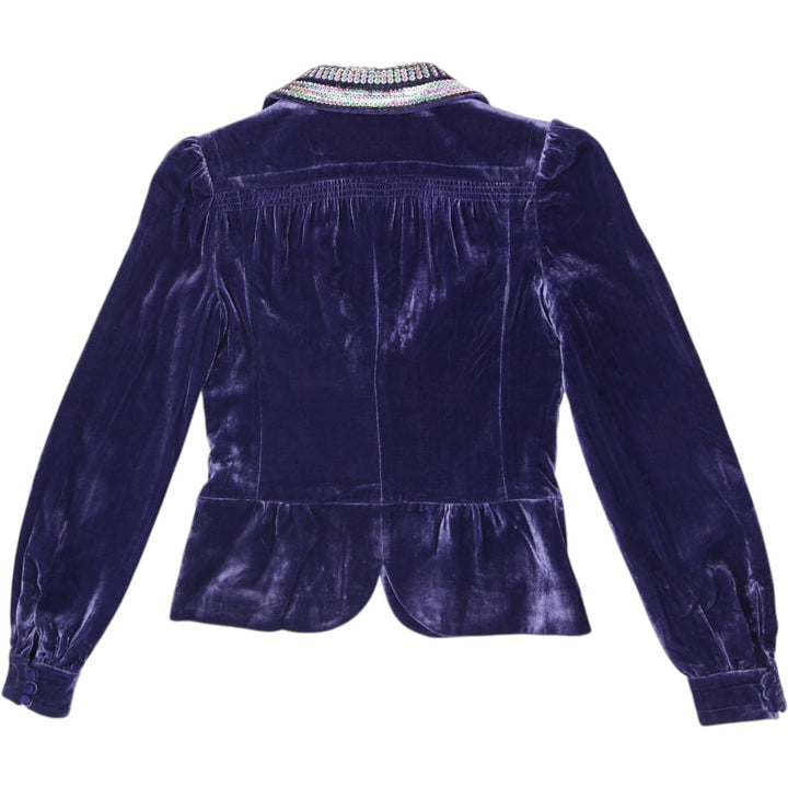Y2K Ladies Juicy Couture Sequin Collar Silk Velvet Blazer Jacket