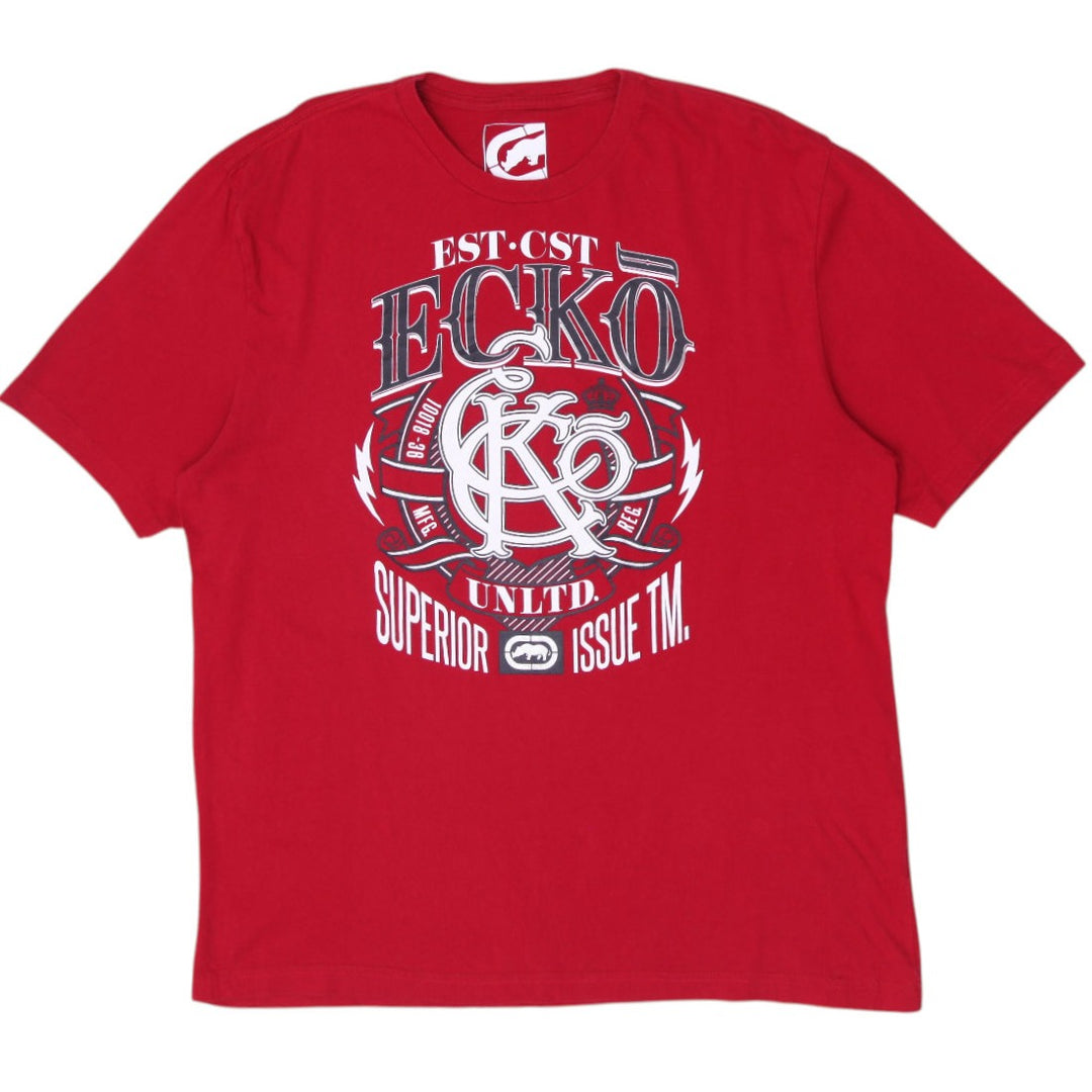 Y2K Mens Eckō Unltd. Graphic Superior Issue Crest Logo T-Shirt Size 2XL
