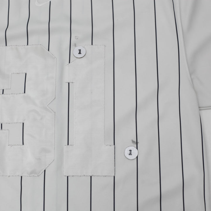 Vintage Nike White Black Pinstripe Baseball Jersey Large