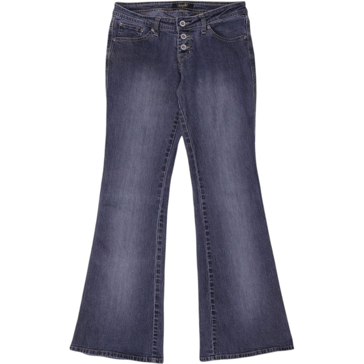 Y2K Ladies Angel Dark Blue Denim Embroidered Pockets Flare Jeans Size | Migration_Jeans & Pants | Fashion Rerun