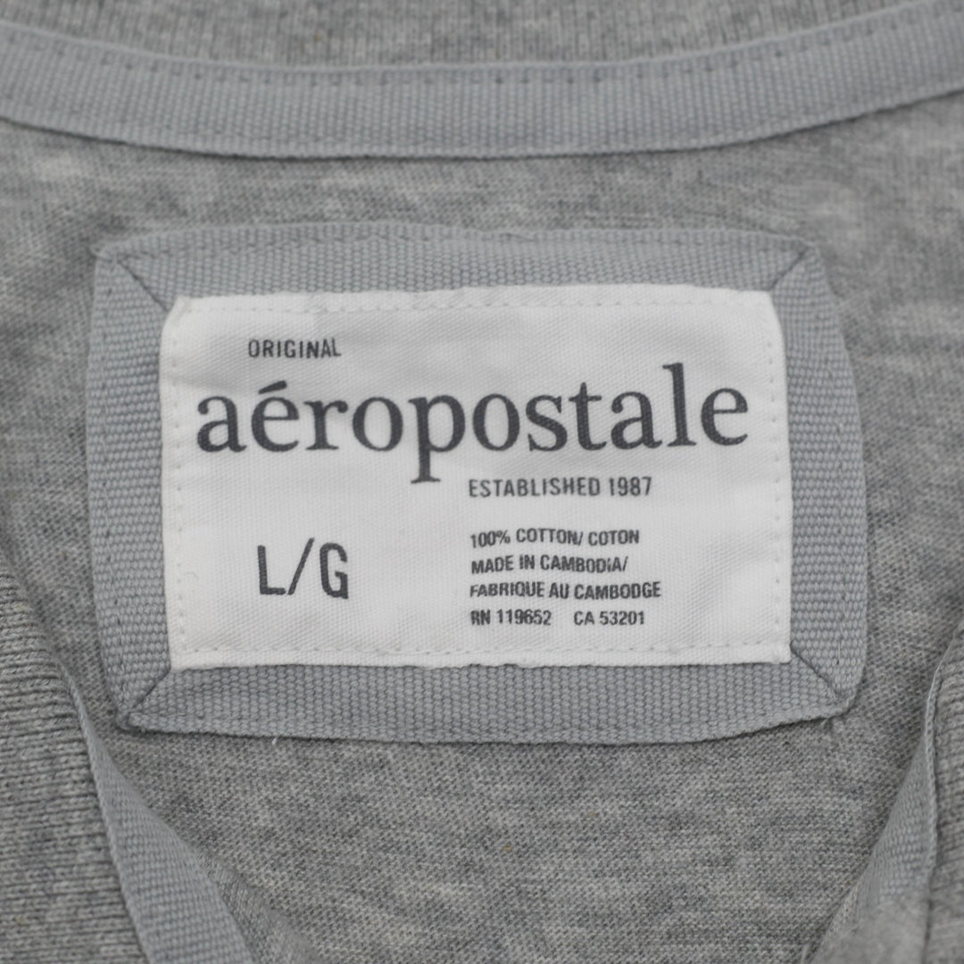 Y2K Ladies Aeropostale Polo Shirt Gray Graphic Print