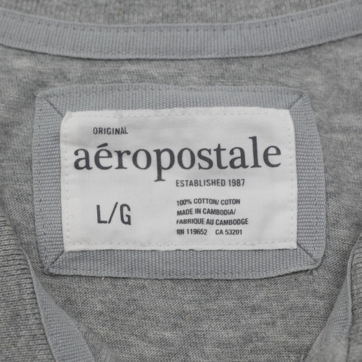 Y2K Ladies Aeropostale Polo Shirt Gray Graphic Print