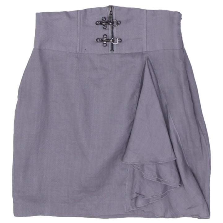 Y2K Ladies Ruffle Front Gray Mini Skirt