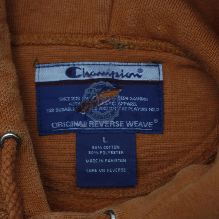Vintage Champion Original Reverse Weave Orange Pullover Hoodie L | Migration_Hoodies - Back View | Fashion Rerun