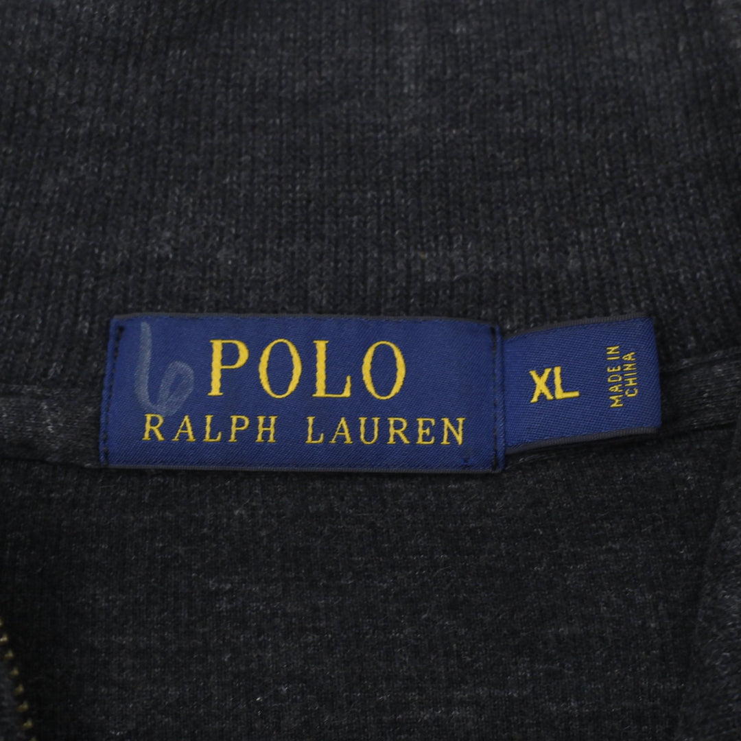 Mens Polo Ralph Lauren Quarter Zip Mock Neck Charcoal Gray Sweater Size XL