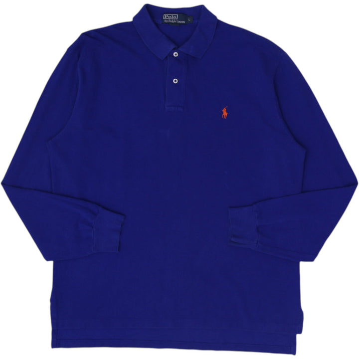 Mens Polo Ralph Lauren Long Sleeve Polo T-Shirt Blue Cotton Casual Size L
