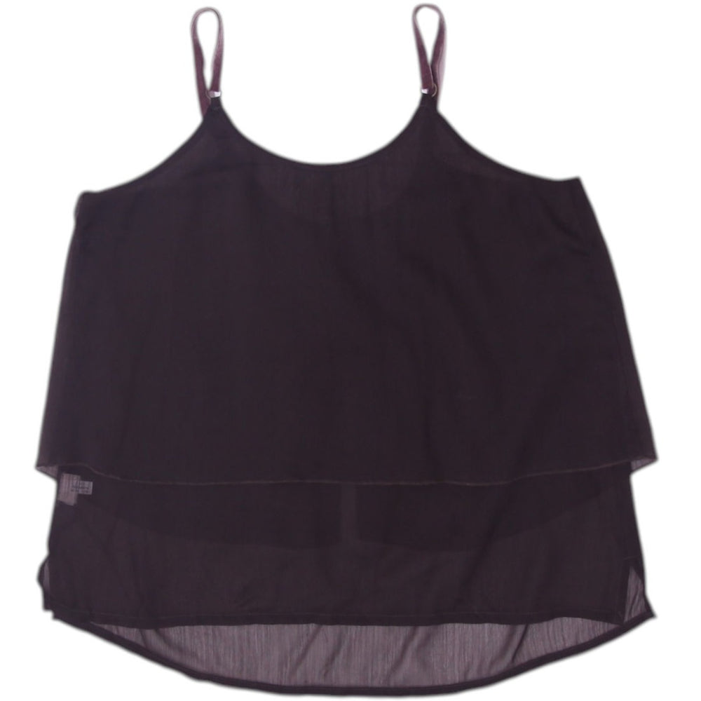Y2K Ladies Camisole Black Double Layer Sheer Strappy Tank Top Size XS | Migration_Y2K Tops - Side View | Fashion Rerun