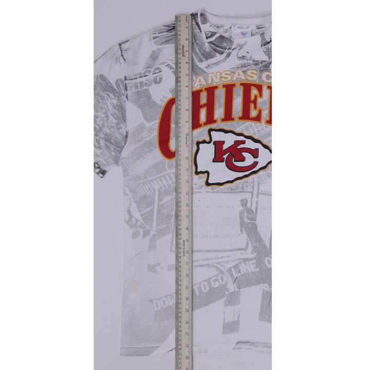 Vintage 90s Jostens Kansas City Chiefs All Over Print T Shirt XL Made in USA NFL