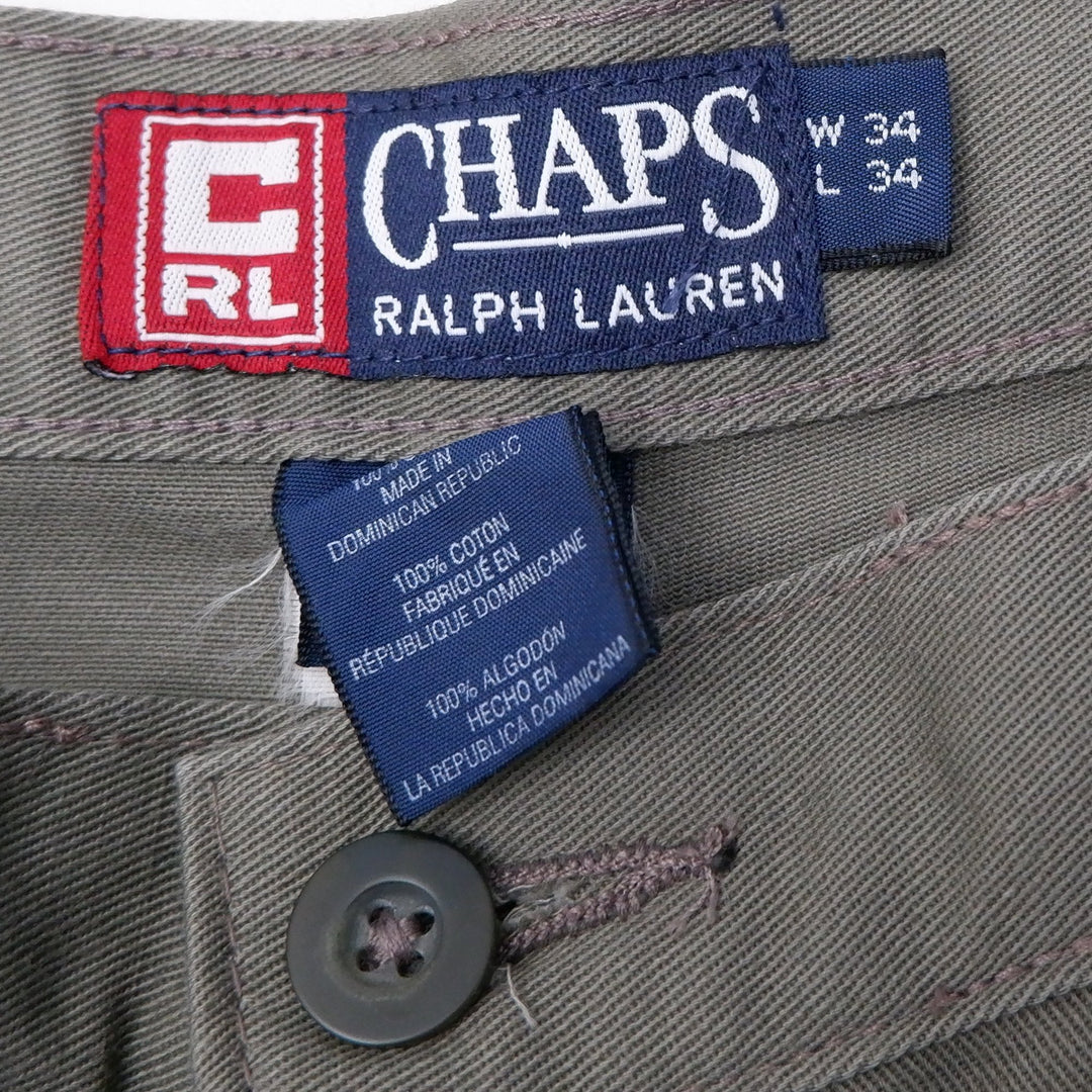 Vintage Mens Chaps Ralph Lauren Khaki Pants Cotton Classic Fit Workwear