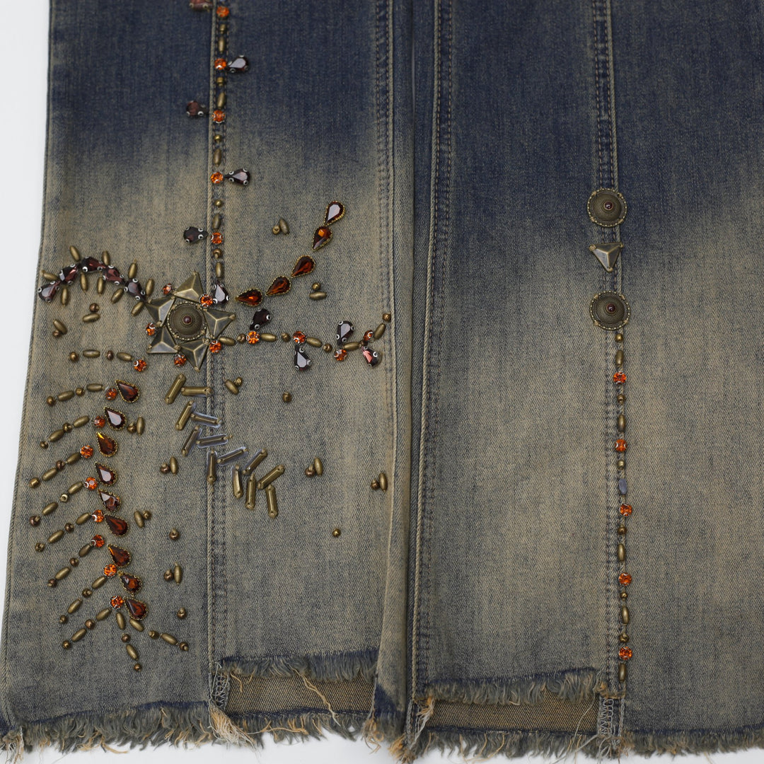 Y2K Ladies A.Z.I Beaded Fringe Flare Jeans Size 2 | Migration_Jeans - Alternate View | Fashion Rerun